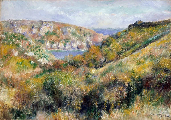 Hills around the Bay of Moulin Huet, Guernsey, 1883. Creator: Pierre-Auguste Renoir