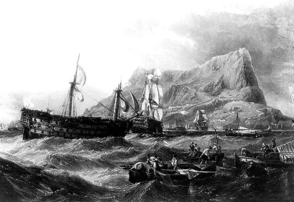HMS Victory towed back to Gibraltar, 1805, 19th century