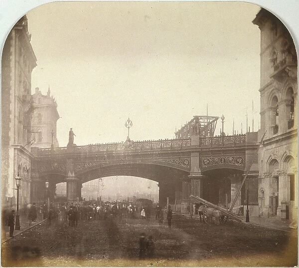 Holborn Viaduct, London as it crossed Farringdon Street, 1869. Artist: Henry Dixon
