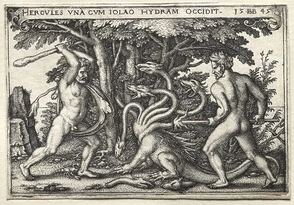 The Labors of Hercules: Hercules Killing the Lernean Hydra, 1545. Creator: Hans Sebald Beham