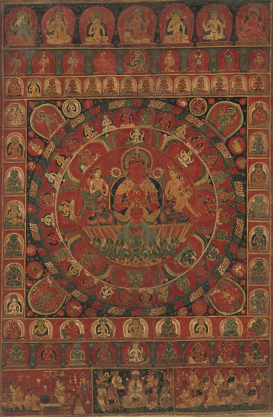 Mandala of the Sun God Surya Surrounded by Eight Planetary Deities, dated, likely 1379