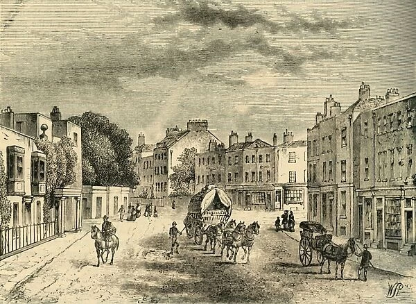 The Old village of Vauxhall, with Entrance to the Gardens, in 1825, (c1878). Creator: Unknown