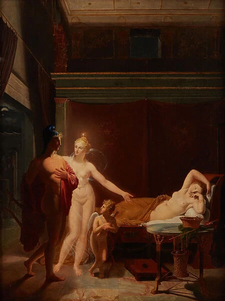Paris and Helen (Venus and Amor escort Paris to bed chamber of Helen), 1800. Creator: Ducros