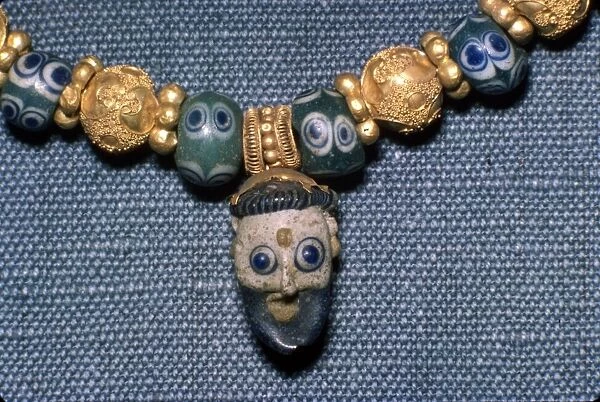 Phoenician glass head on Etruscan Necklace, c7th century BC