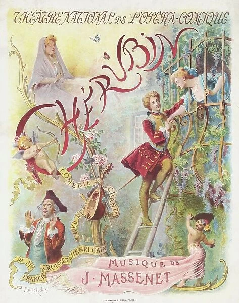 Premiere Poster for the opera Cherubin by Jules Massenet, 1905