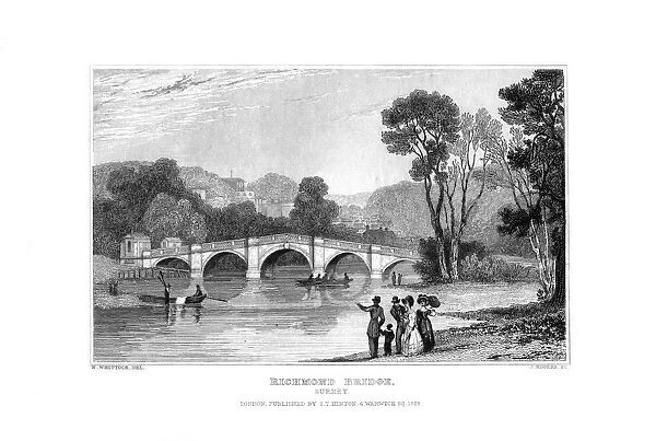 Richmond Bridge, London, 1829. Artist: J Rogers