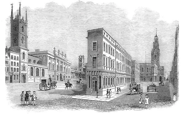 The Royal Exchange and Bank buildings, in 1780, 1844. Creator: Unknown
