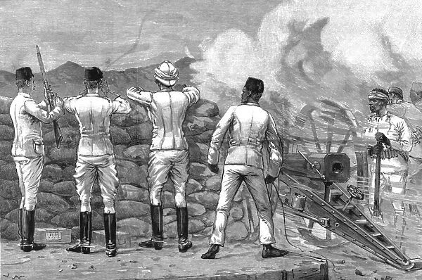 The Siege of Suakin (north eastern Sudan) Fort Gemaizeh in Action; from sketches by the late Mr. R Creator: Richard Wake