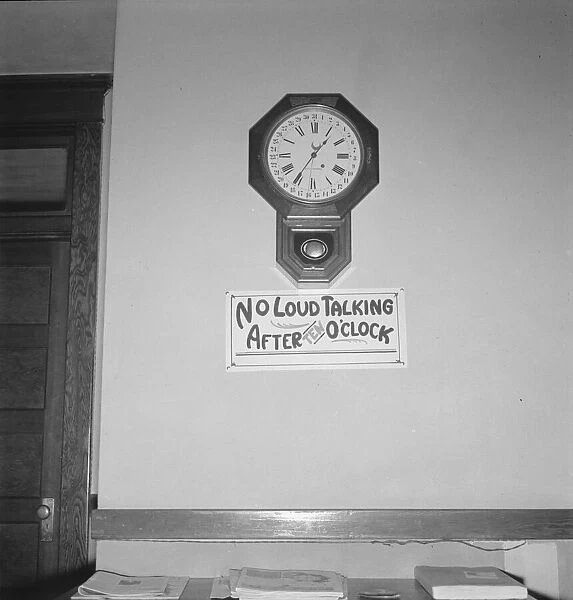 Sign in upstairs hall of small hotel, West Carlton, Oregon, 1939. Creator: Dorothea Lange