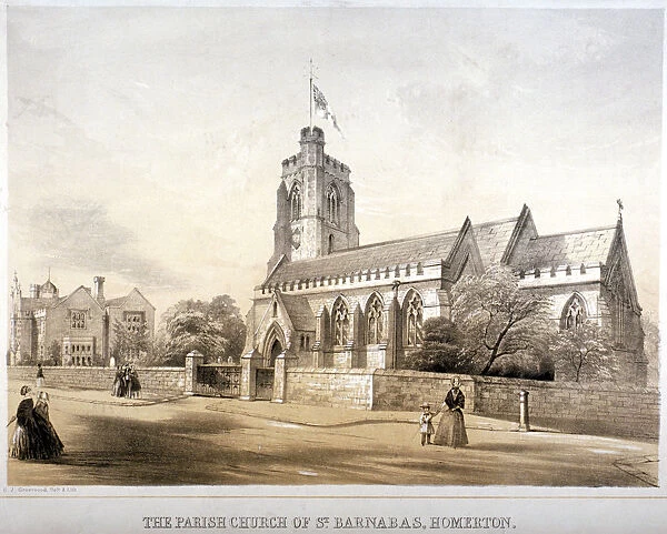St Barnabas Church, Homerton, Hackney, London, c1850. Artist: CJ Greenwood