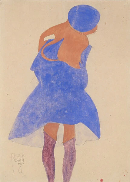 Standing Girl, Back View, 1908. Creator: Egon Schiele