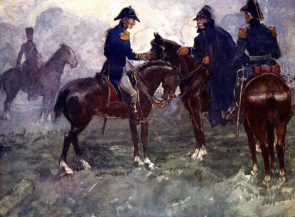 Not till after the battle did Blucher and Wellington meet, 1815, (1905). Artist: As Forrest
