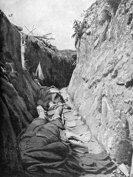 In one of the trenches of Quennevieres, Battle of Champagne, 1915