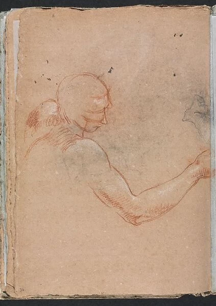 Verona Sketchbook: Nude with head and right arm (page 36), 1760. Creator: Francesco Lorenzi