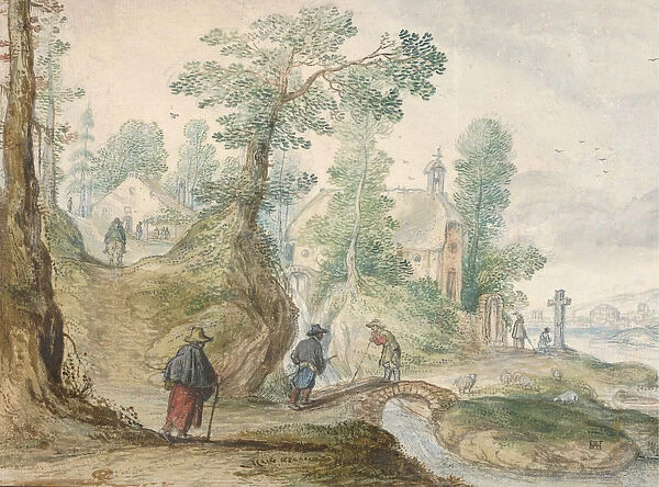 A Wooded River Landscape with a Church and Figures, ca. 1613. Creator: Hendrick Avercamp