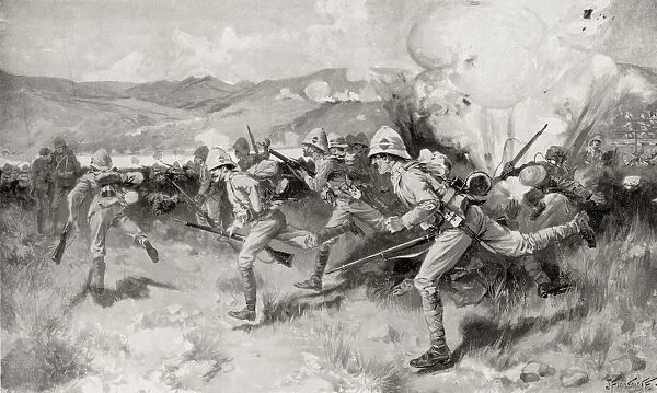The Battle Of Colenso, Natal, South Africa During The Second Boear War. Queens Royal West Surrey Regiment Leading The Central Attack. From The Book South Africa And The Transvaal War By Louis Creswicke, Published 1900