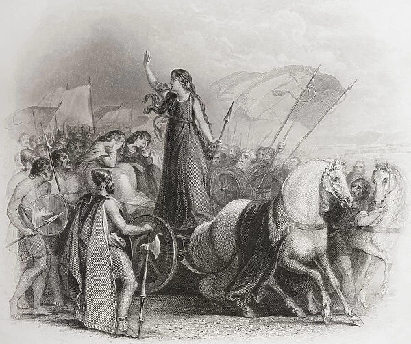 Boadicea Haranguing The Britons. Boudica, ? - D. Ad 60 Or 61. Queen Of The British Iceni Tribe. From The History Of England Published 1859