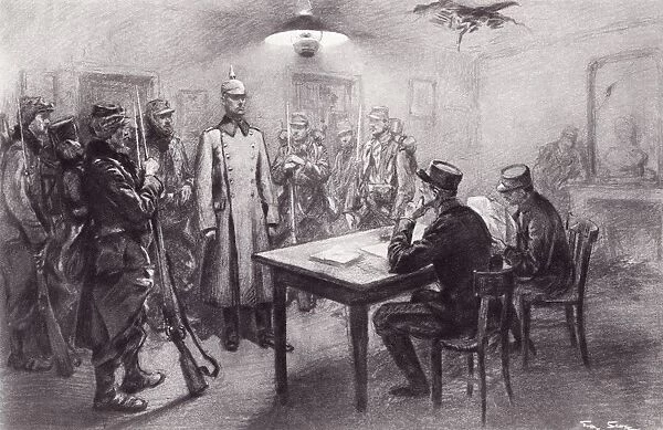 A Captured German Officer Being Examined By Members Of French General Staff During World War I. From The Illustrated War News 1915