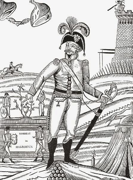 Early 19Th Century Illustration To The French Song Malborouks en Va-T-En Guerre Or Marlborough Goes To War. John Churchill, 1St Duke Of Marlborough, 1650 To1722. English Soldier And Statesman. From The Book Short History Of The English People By J. R. Green, Published London 1893