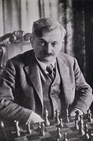 Emanuel Lasker 1868 - 1941 German Chess Grandmaster Mathematician And Philosopher Second World Chess Champion Illustration From Chess Pie No3 The Official Souvenir International Tournament Published 1936