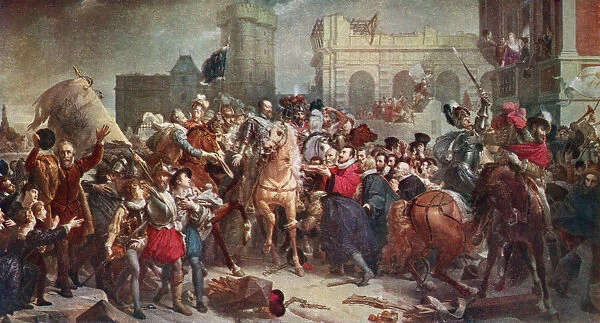The entry of Henry IV into Paris, 1594, after the painting by Baron Gerard. Henry IV, 1553 - 1610, aka Good King Henry or Henry the Great. King of Navarre (as Henry III) from 1572 and King of France from 1589 to 1610. From Britain and Her Neighbours, 1485 - 1688, published 1923