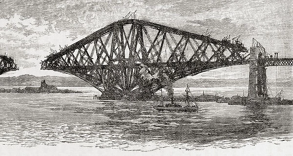 The Forth Bridge, before completion, Scotland. late -19th century. From Great Engineers, published c. 1890