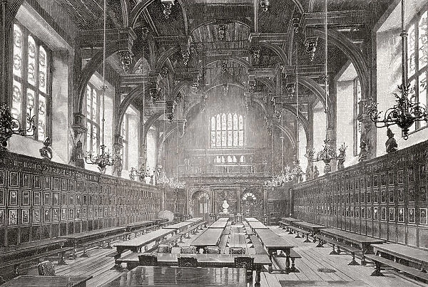 The Great Hall of the Middle Temple, London, England, seen here in the 19th century. From London Pictures, published 1890