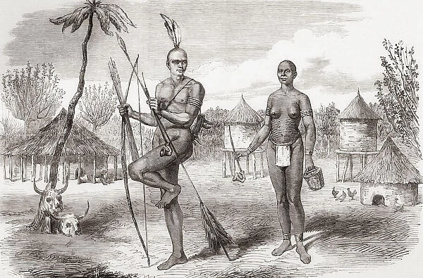 Homestead of natives of Gondokoro, South Sudan, Central Africa. From The Illustrated London News, published 1865