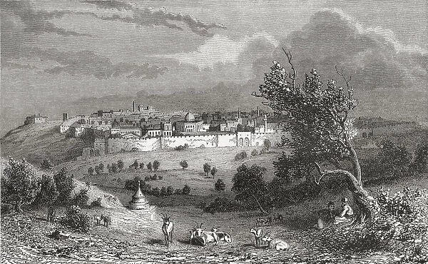 Jerusalem, Palestine Seen From The Mount Of Olives In The 19Th Century. From El Mundo En La Mano Published 1875