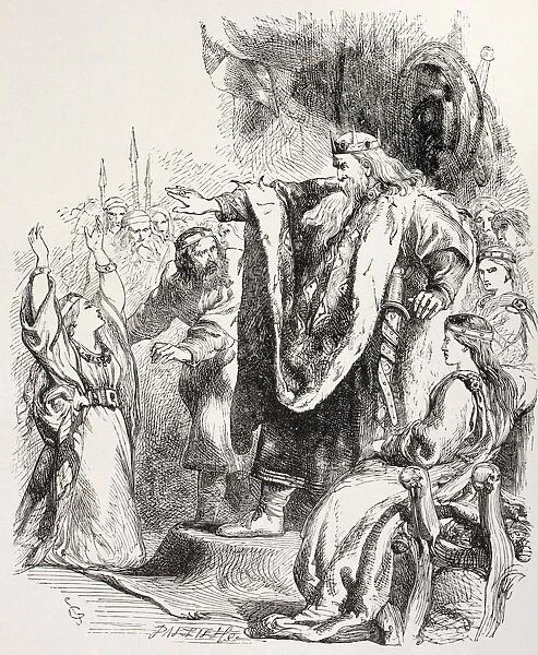 From King Lear By William Shakespeare. Lear Believes Cordelia Does Not Love Him And Banishes Her. From The Illustrated Library Shakspeare, Published London 1890