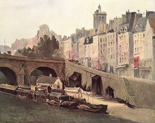 Le Pont Marie, Paris, France in the 19th century, After the painting by Charles Francois Daubigny. From L Illustration, published 1936