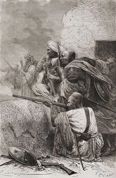 Northern Afghan Rebels Fighting The British In The Mountains Of Hazara, Pakistan During British Rule In The Late 19Th Century. From El Mundo En La Mano Published 1878