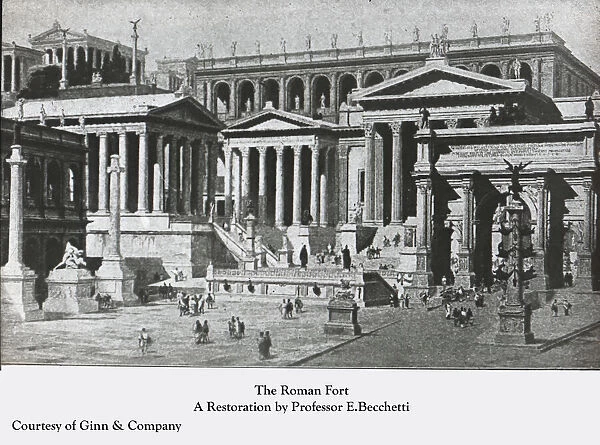 Picyrue of the roman fort restoration by Professor E. Becchetti
