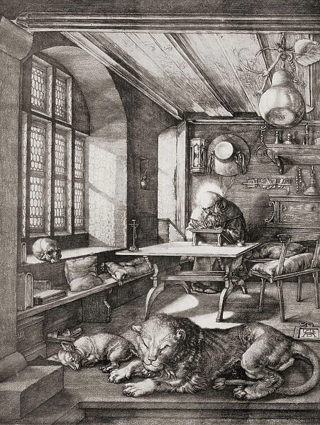 Saint Jerome In His Study, After The 1514 Engraving By Albrecht DAOErer. From Bibbys Annual, Published 1915