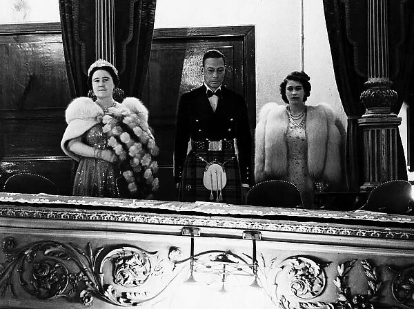 Elizabeth Queen Mother at the theatre with George VI and Princess Elizabeth 2nd
