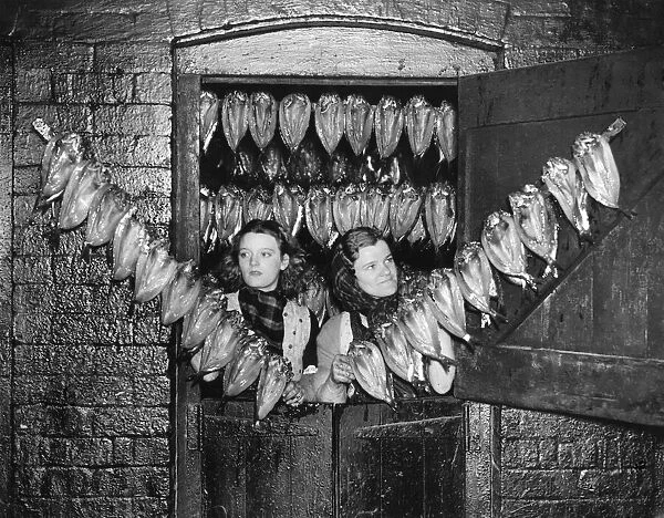 Herrings kippers are prepared to be smoked. January 1940 P004036