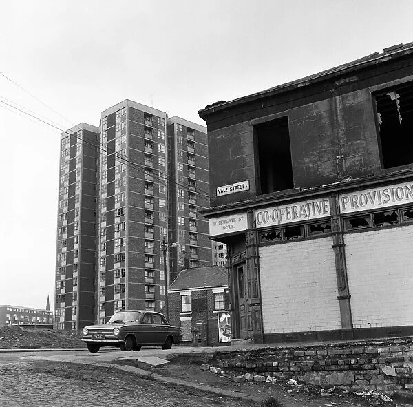 New flats and old buildings side by side in Newcastle upon Tyne. 30th April 1964