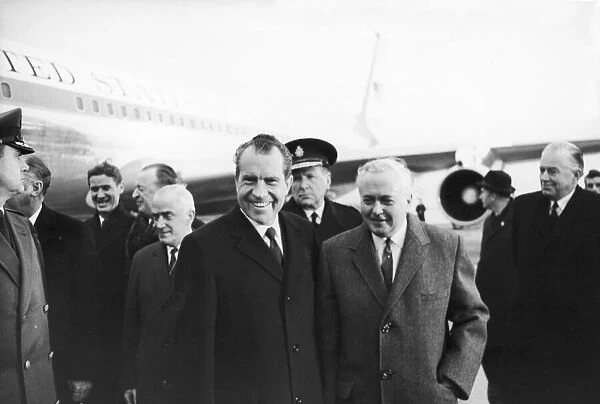 President Richard Nixon (left) seen here with Prime Minister Harold Wilson at Heathrow