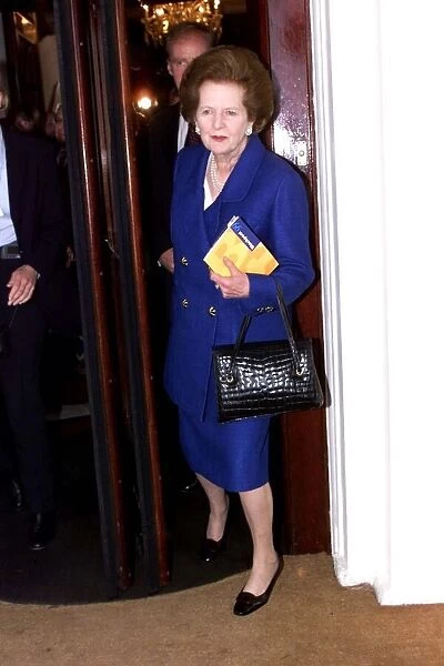 Former Prime Minister Margaret Thatcher leaves the Imperial Hotel in Blackpool on the way