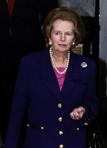 Former Prime Minister Margaret Thatcher leaving her Belgravia Home January 1988