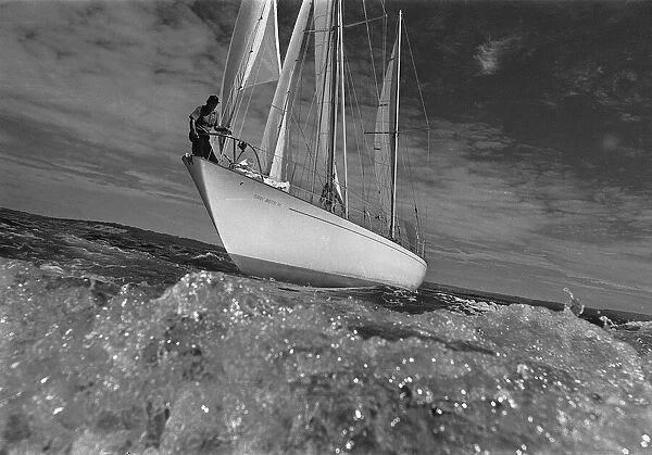 Sir Francis Chichester on board his yacht Gypsy Moth IV 1966 proir to his solo round