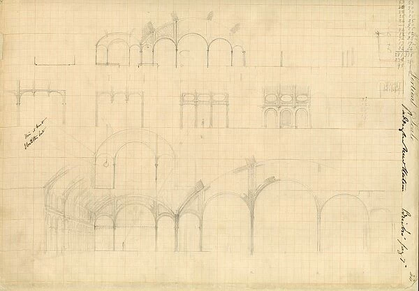Isambard Kingdom Brunel sketch: designs for the interior of Paddington Station, 1851