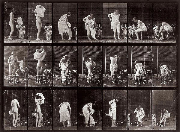 'Animal Locomotion' (plate 493): sequence with a woman dressing