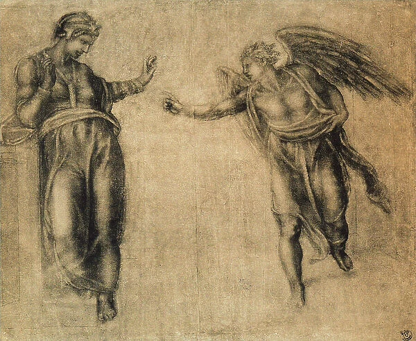 The Annunciation, drawing by Michelangelo. Gabinetto dei Disegni e delle Stampe, Uffizi Gallery, Florence
