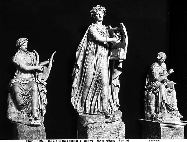 Apollo Citaredo, Calliope and Terpsichore: works preserved in the Hall of Muses, Vatican Museums, Vatican City