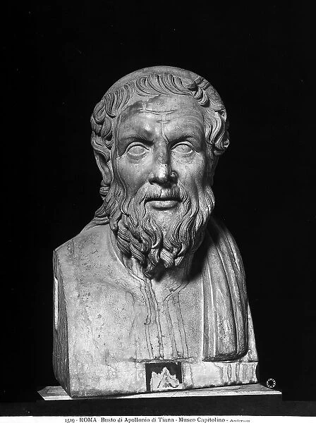 Bust of Apollonius of Tyana, a Greek philosopher of the Neopythagorean school, preserved in the Capitoline Museum, Rome