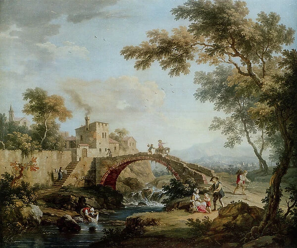 Landscape with bridge; painting by Vittorio Amedeo Cignaroli. Museo Civico di Arte Antica, Turin