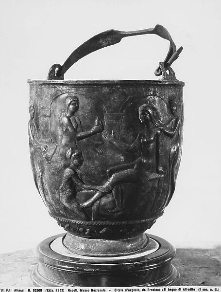 Silver situla with the depiction of Aphrodite Bathing. Originating from Herculaneum conserved in the National Archaeological Museum in Naples