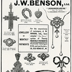 Advert for J. W Benson jewellery 1904