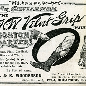 Advert for L & R Wooderson mens sock garter 1906